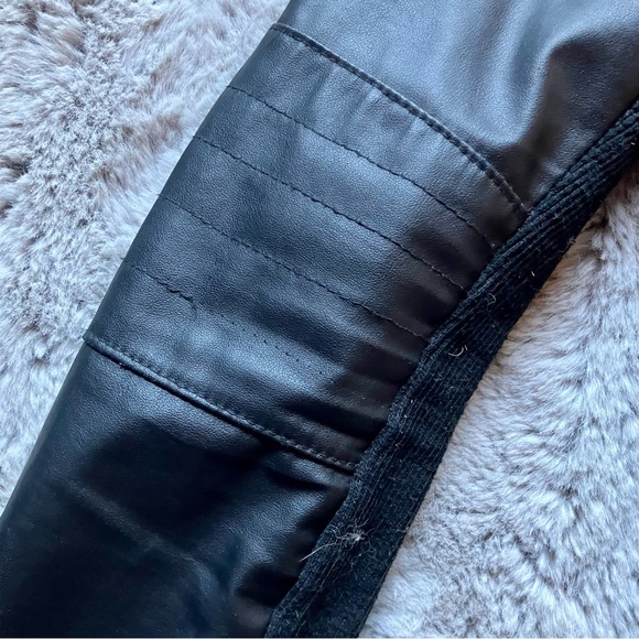 Moto Faux Black Leather side zip waterfall front lightweight jacket cardigan - Picture 10 of 13